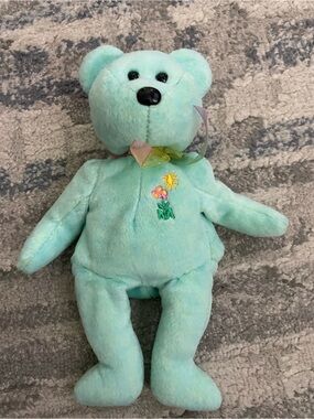 Ty Beanie Babies Baby Teddy Bear Beanbag Plush 1999 Light Blue Mint Green